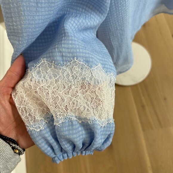 Massimo Dutti Gingham Lace Blouse Size 2 - Picture 5 of 5